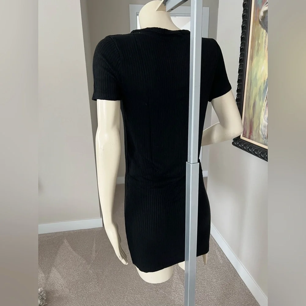 Brandy Melville Black Ribbed Short Sleeve Mini Dress – Size S - Picture 5 of 7